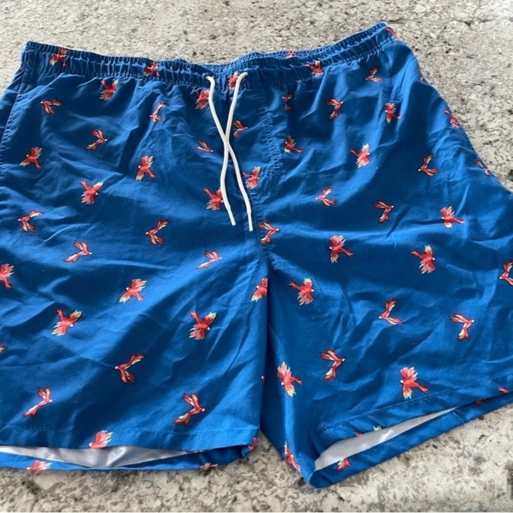 Old Navy Blue Swim Trunks with Parrot Design size XL